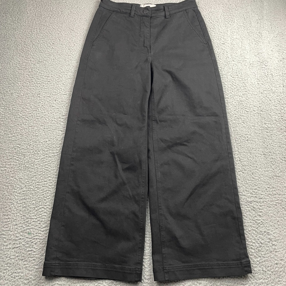 Everlane Jeans Womens 4 Black Cropped Wide Leg High Rise Relaxed Denim